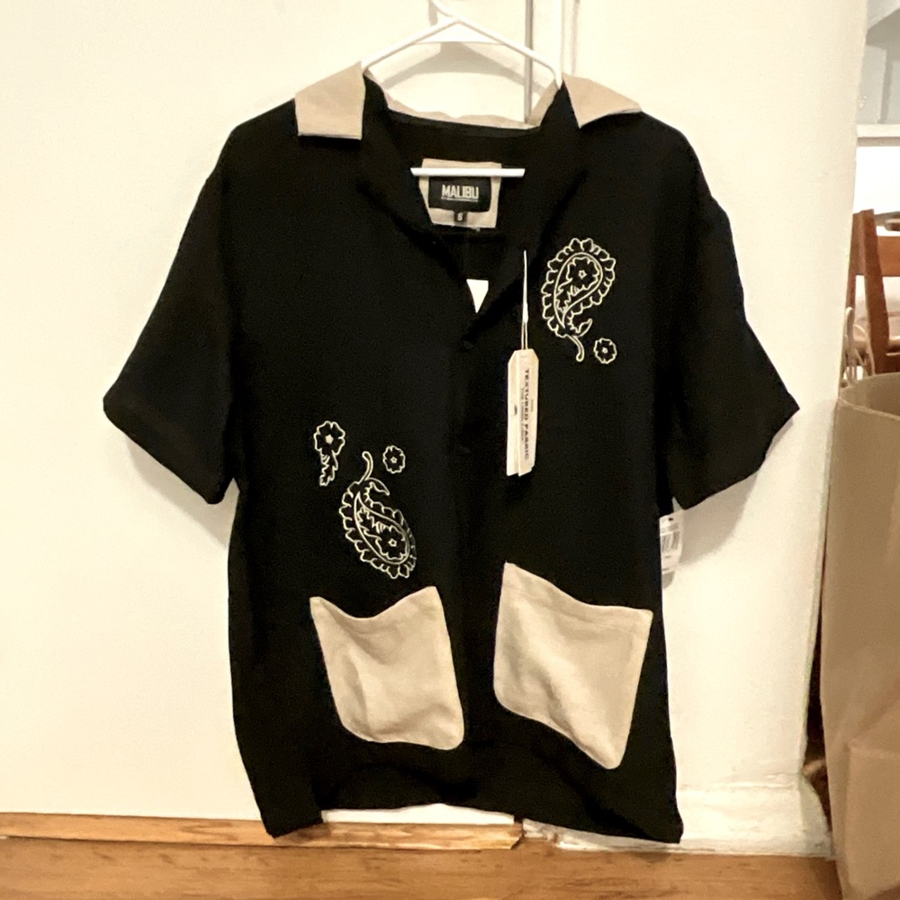 NWT MALIBU BY DRILL CLOTHING CO SHORT SLEEVE BUTTON DOWN
